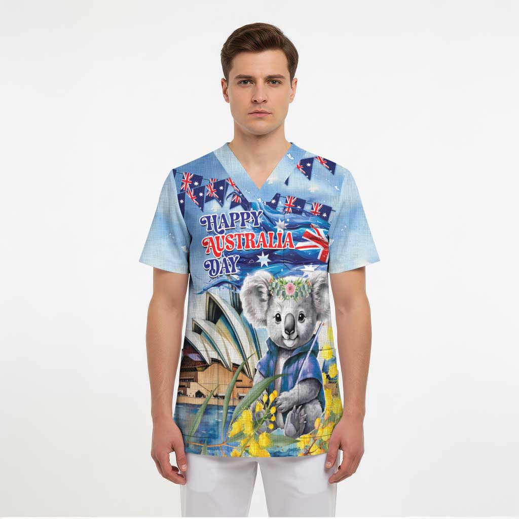 Koala Australia Day Scrub Top Proud Aussie Sydney Opera House - Aussie Hoodie