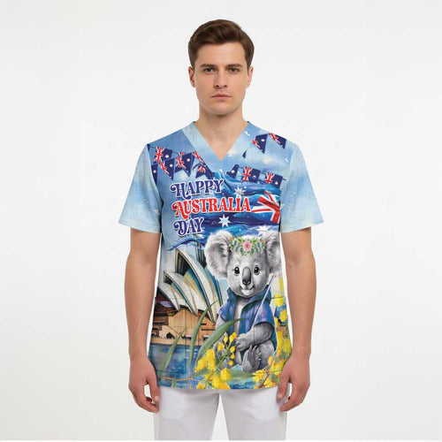 Koala Australia Day Scrub Top Proud Aussie Sydney Opera House - Aussie Hoodie