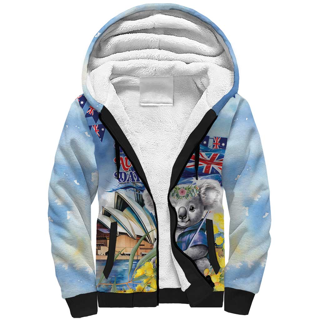Koala Australia Day Sherpa Hoodie Proud Aussie Sydney Opera House