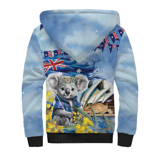Koala Australia Day Sherpa Hoodie Proud Aussie Sydney Opera House