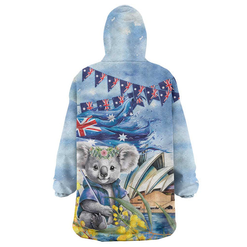 Koala Australia Day Wearable Blanket Hoodie Proud Aussie Sydney Opera House