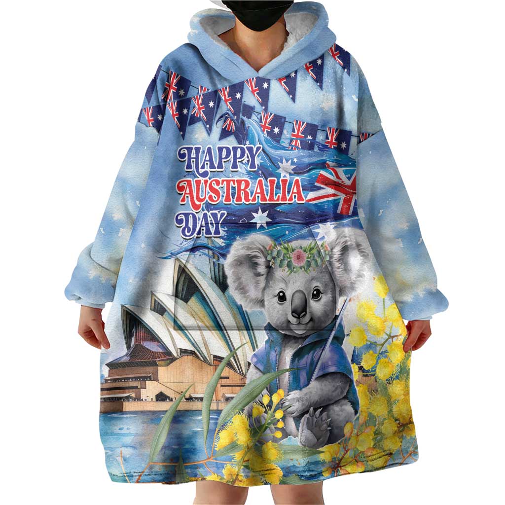 Koala Australia Day Wearable Blanket Hoodie Proud Aussie Sydney Opera House