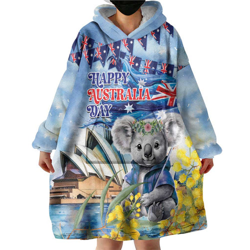 Koala Australia Day Wearable Blanket Hoodie Proud Aussie Sydney Opera House