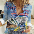 Koala Australia Day Women Casual Shirt Proud Aussie Sydney Opera House