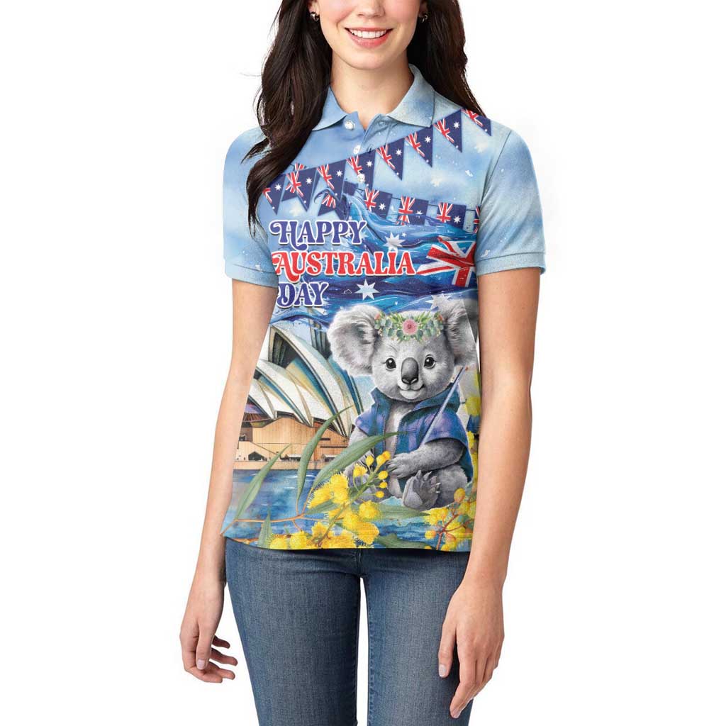 Koala Australia Day Women Polo Shirt Proud Aussie Sydney Opera House