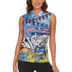 Koala Australia Day Women Sleeveless Polo Shirt Proud Aussie Sydney Opera House