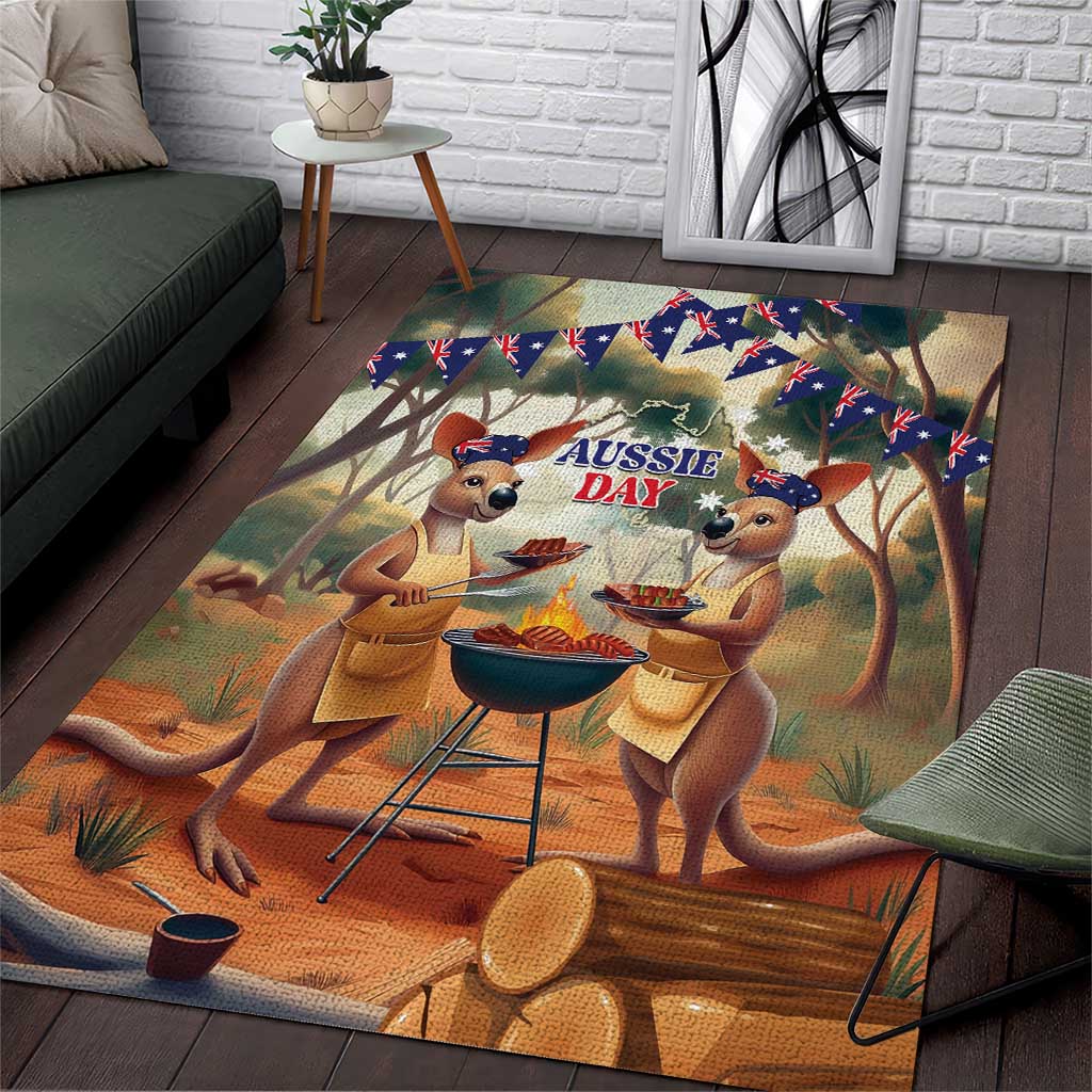 Kangaroos Australia Day Area Rug It's Barbecue Time