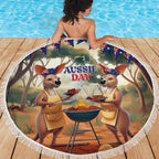 Kangaroos Australia Day Beach Blanket It's Barbecue Time