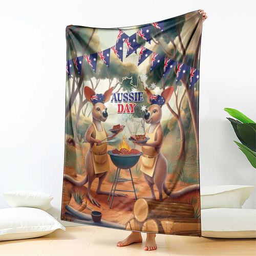 Kangaroos Australia Day Blanket It's Barbecue Time