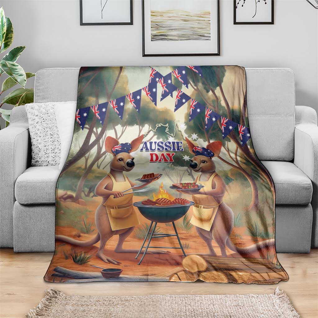 Kangaroos Australia Day Blanket It's Barbecue Time