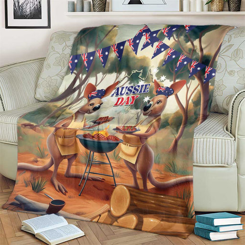 Kangaroos Australia Day Blanket It's Barbecue Time