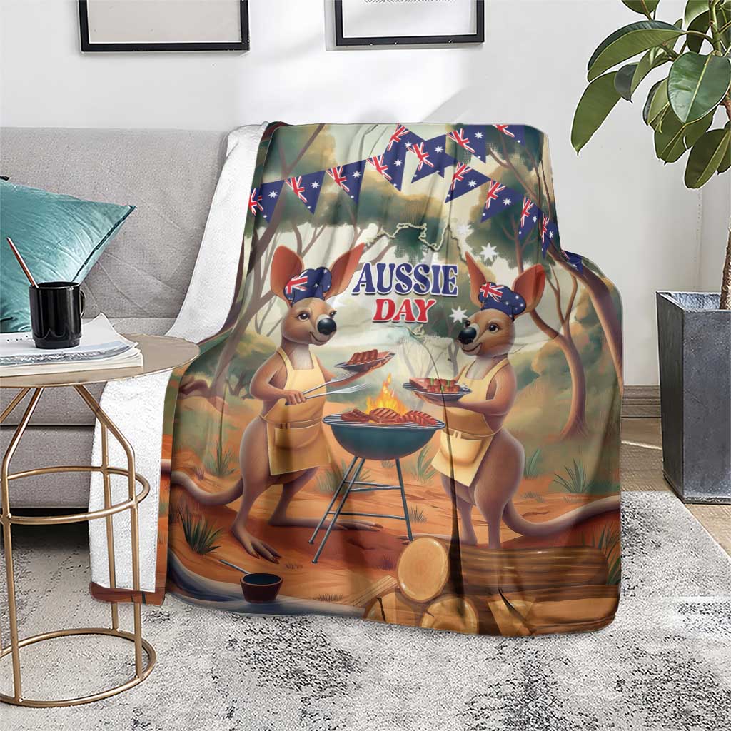 Kangaroos Australia Day Blanket It's Barbecue Time