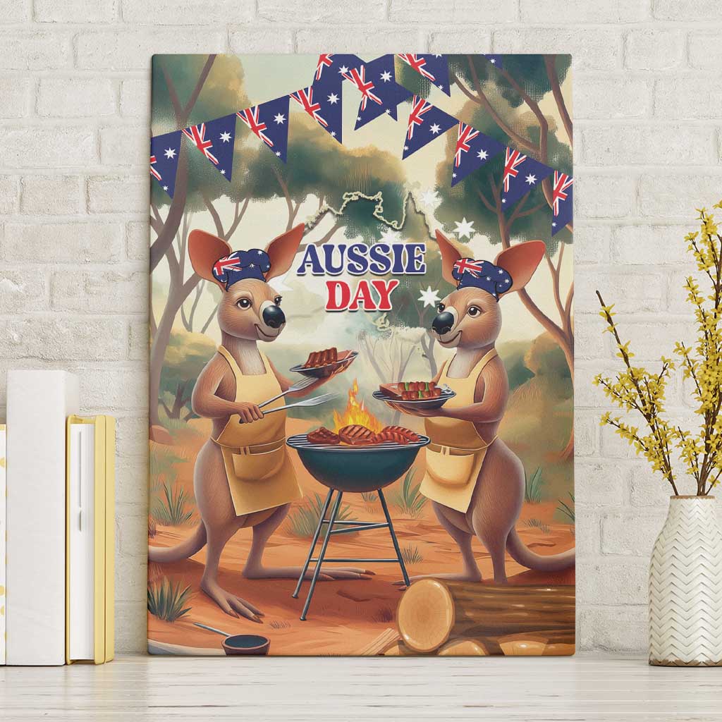 Kangaroos Australia Day Canvas Wall Art It's Barbecue Time