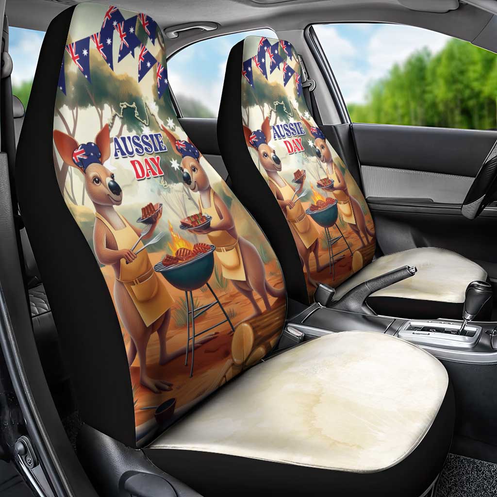 Kangaroos Australia Day Car Seat Cover It's Barbecue Time