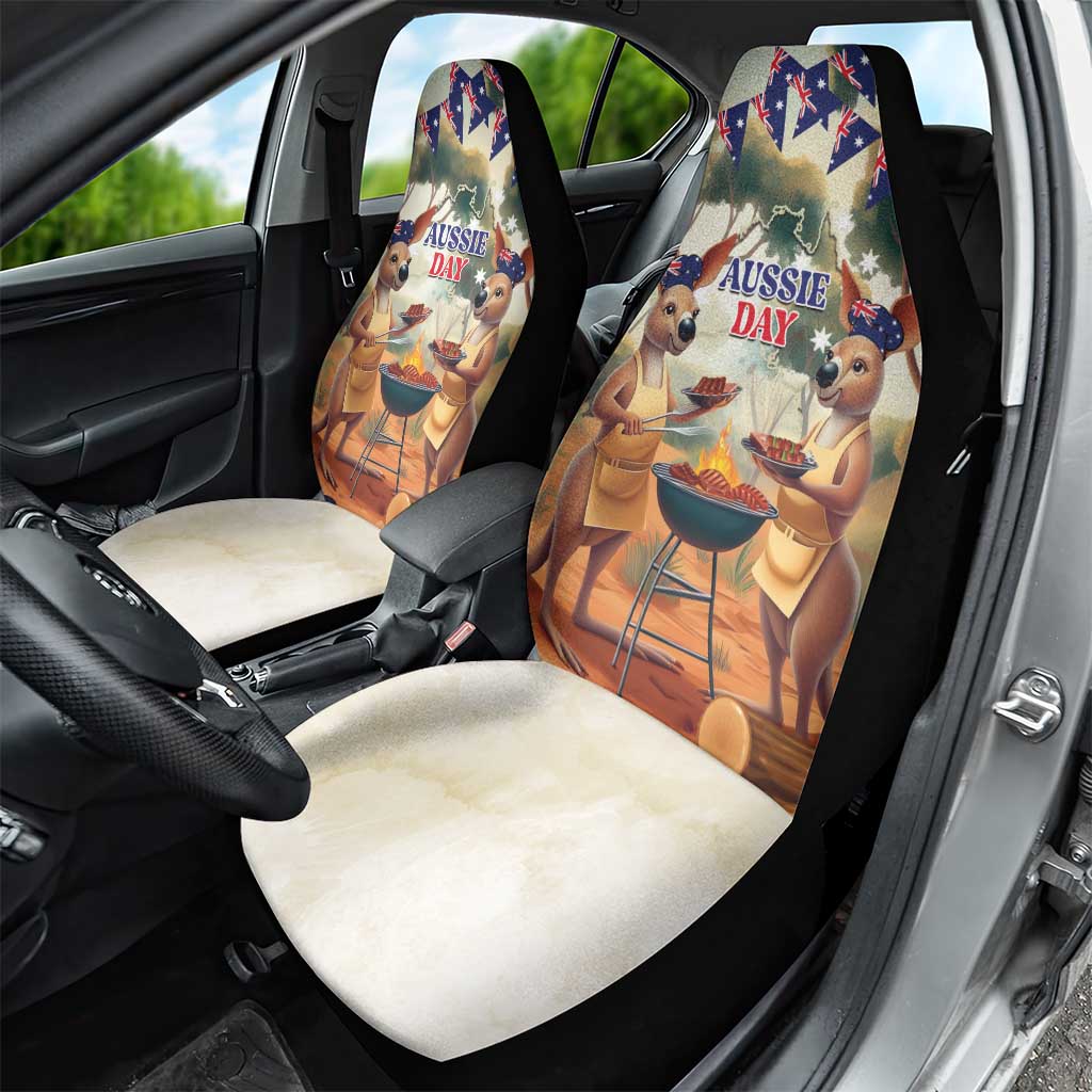 Kangaroos Australia Day Car Seat Cover It's Barbecue Time
