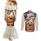Kangaroos Australia Day Couples Matching Mermaid Dress and Long Sleeve Button Shirt It's Barbecue Time