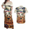 Kangaroos Australia Day Couples Matching Off Shoulder Maxi Dress and Hawaiian Shirt It's Barbecue Time