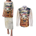 Kangaroos Australia Day Couples Matching Puletasi and Long Sleeve Button Shirt It's Barbecue Time