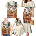 Kangaroos Australia Day Family Matching Mermaid Dress and Hawaiian Shirt It's Barbecue Time