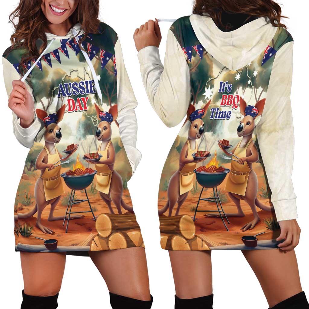 Kangaroos Australia Day Hoodie Dress It's Barbecue Time