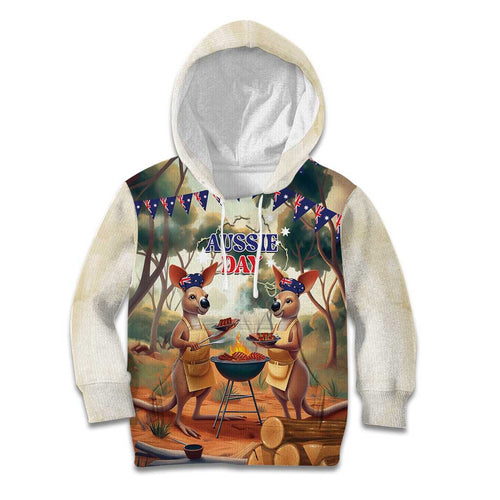 Kangaroos Australia Day Kid Hoodie It's Barbecue Time