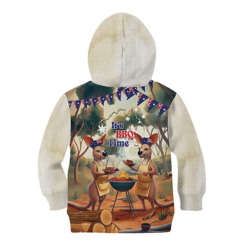 Kangaroos Australia Day Kid Hoodie It's Barbecue Time