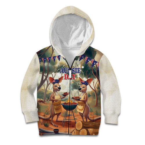 Kangaroos Australia Day Kid Hoodie It's Barbecue Time