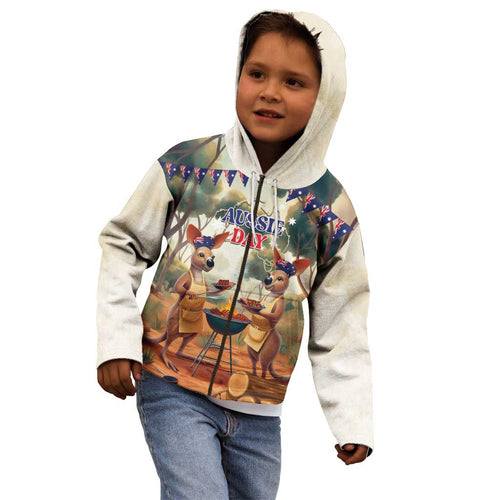 Kangaroos Australia Day Kid Hoodie It's Barbecue Time