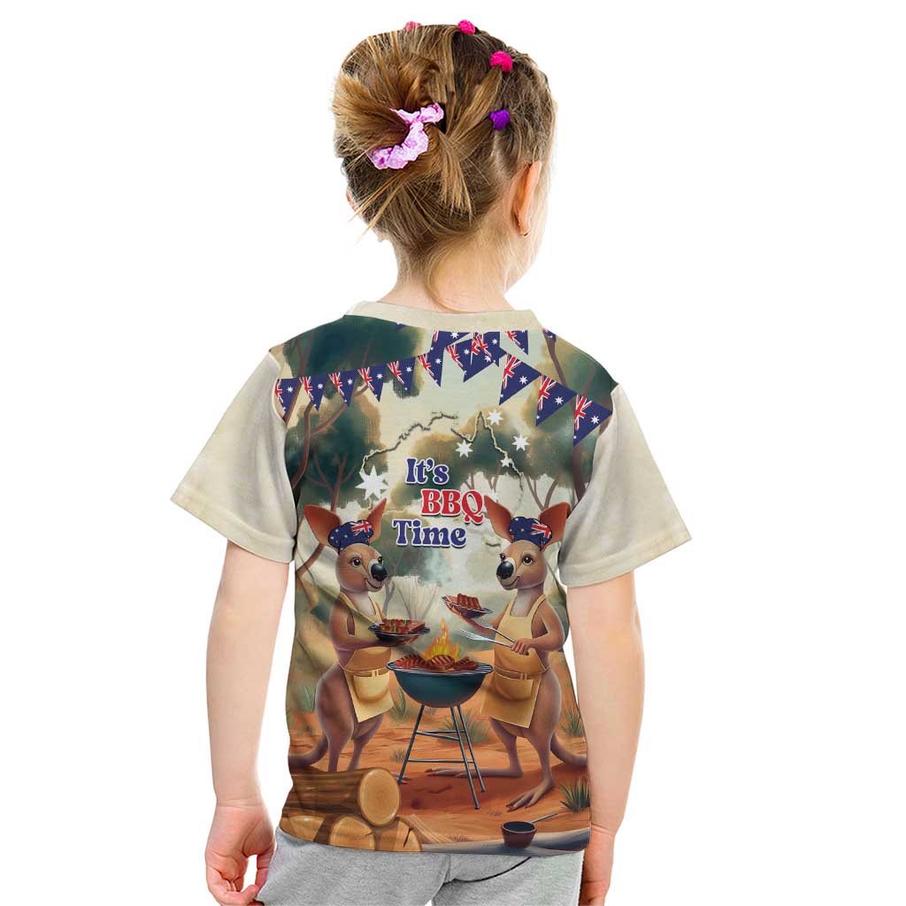 Kangaroos Australia Day Kid T Shirt It's Barbecue Time