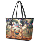 Kangaroos Australia Day Leather Tote Bag It's Barbecue Time