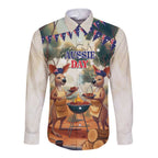 Kangaroos Australia Day Long Sleeve Button Shirt It's Barbecue Time