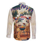 Kangaroos Australia Day Long Sleeve Button Shirt It's Barbecue Time