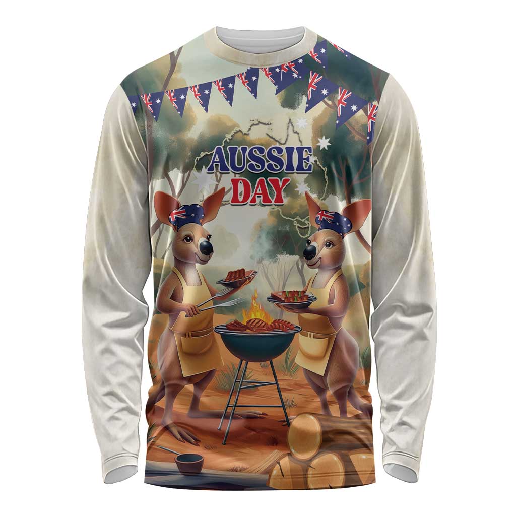 Kangaroos Australia Day Long Sleeve Shirt It's Barbecue Time
