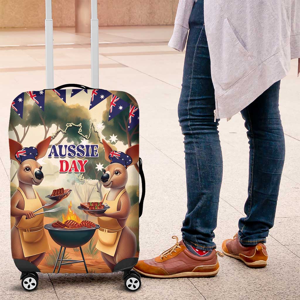 Kangaroos Australia Day Luggage Cover It's Barbecue Time