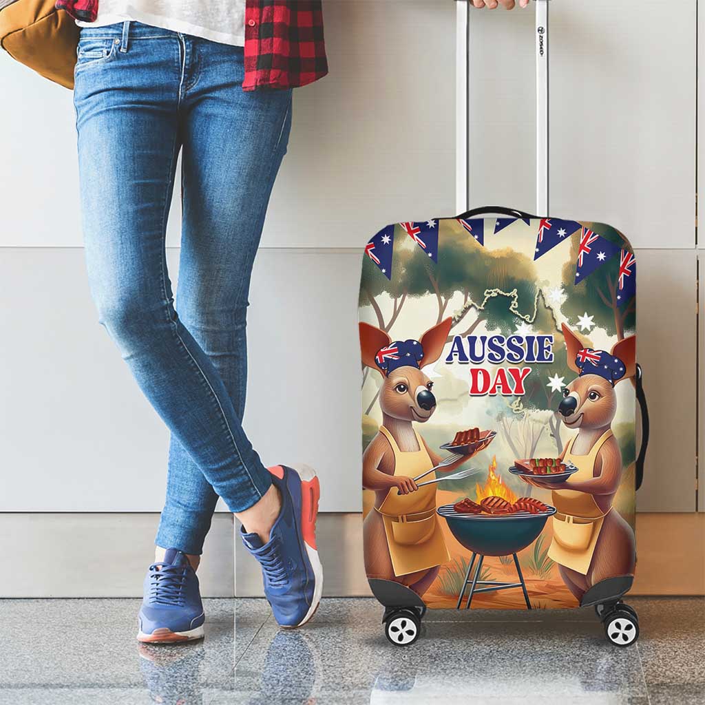 Kangaroos Australia Day Luggage Cover It's Barbecue Time