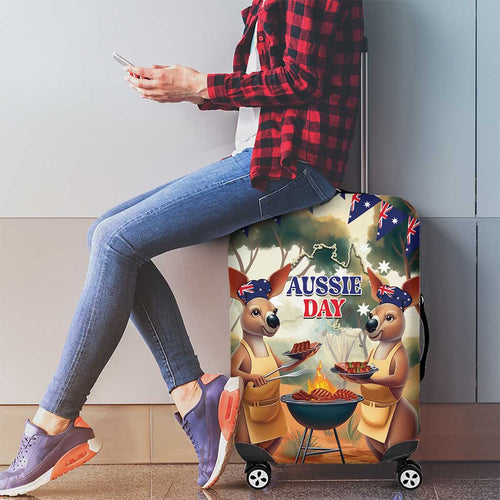Kangaroos Australia Day Luggage Cover It's Barbecue Time