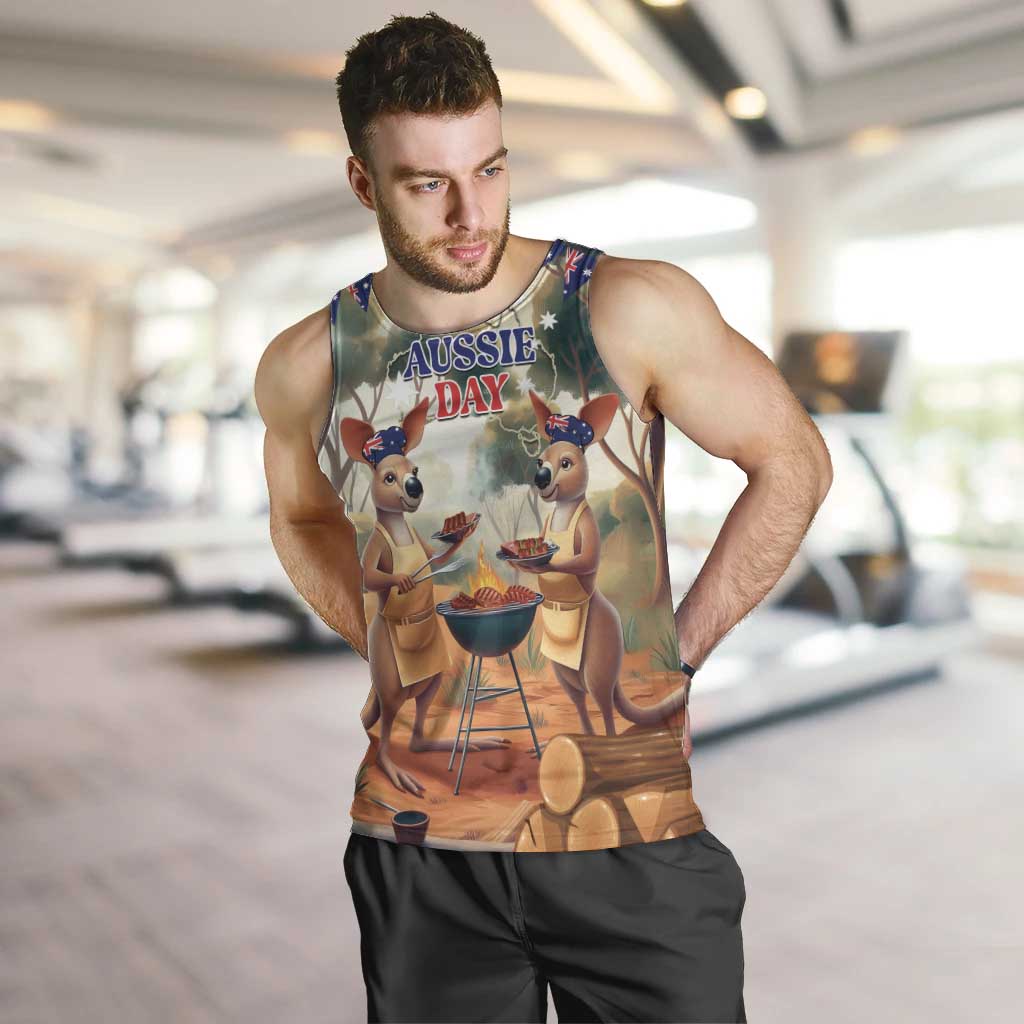 Kangaroos Australia Day Men Tank Top It's Barbecue Time