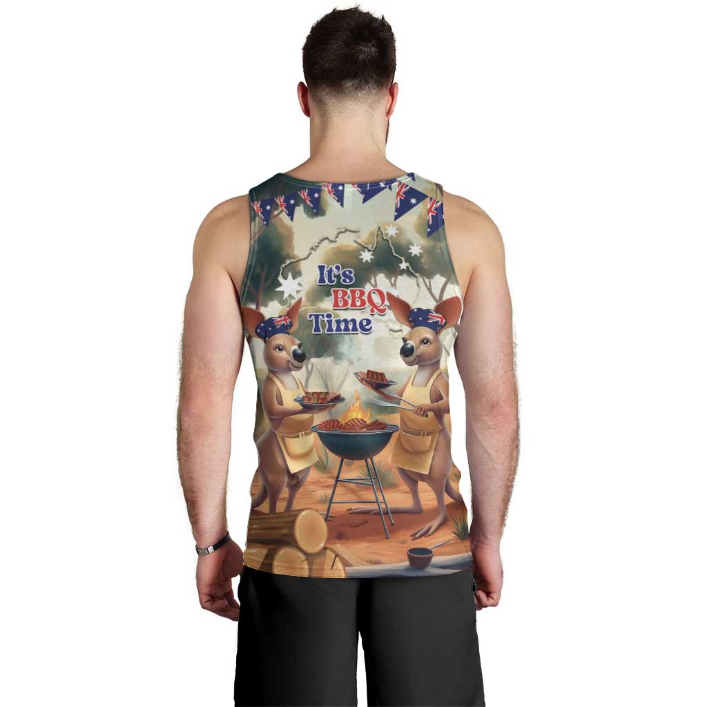Kangaroos Australia Day Men Tank Top It's Barbecue Time