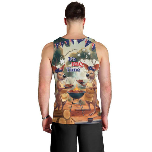 Kangaroos Australia Day Men Tank Top It's Barbecue Time