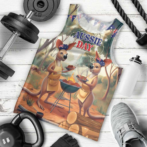 Kangaroos Australia Day Men Tank Top It's Barbecue Time