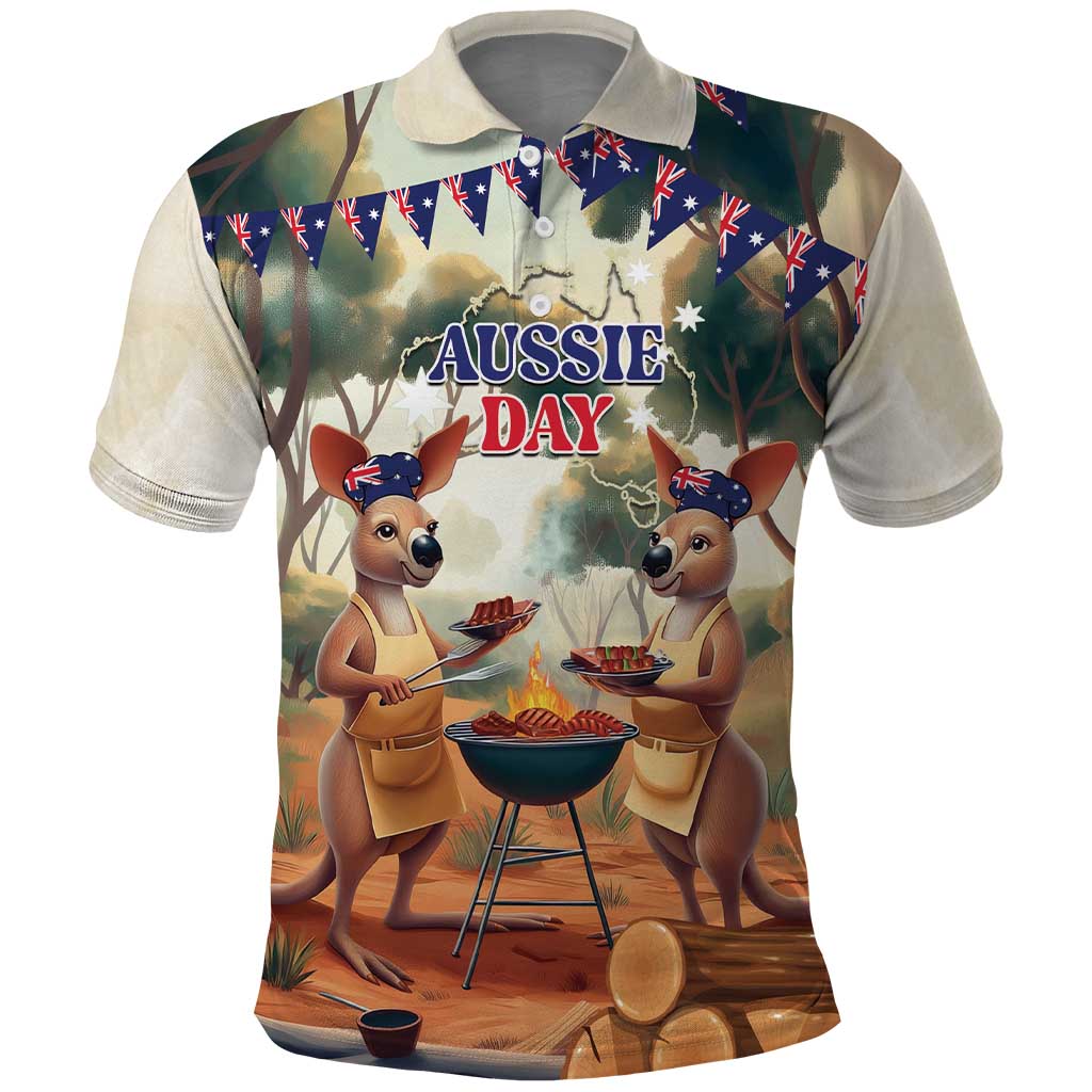 Kangaroos Australia Day Polo Shirt It's Barbecue Time
