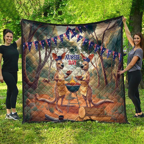 Kangaroos Australia Day Quilt It's Barbecue Time