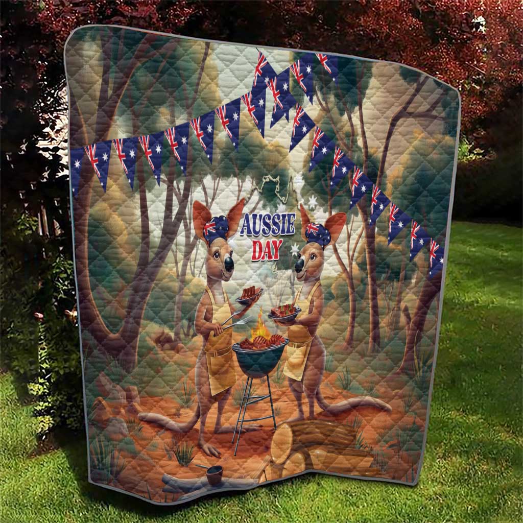 Kangaroos Australia Day Quilt It's Barbecue Time