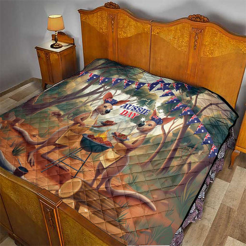 Kangaroos Australia Day Quilt It's Barbecue Time