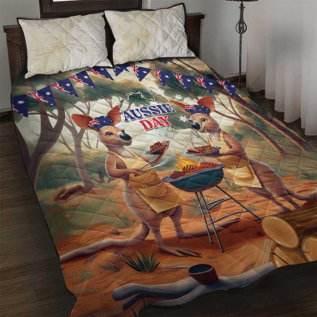 Kangaroos Australia Day Quilt Bed Set It's Barbecue Time