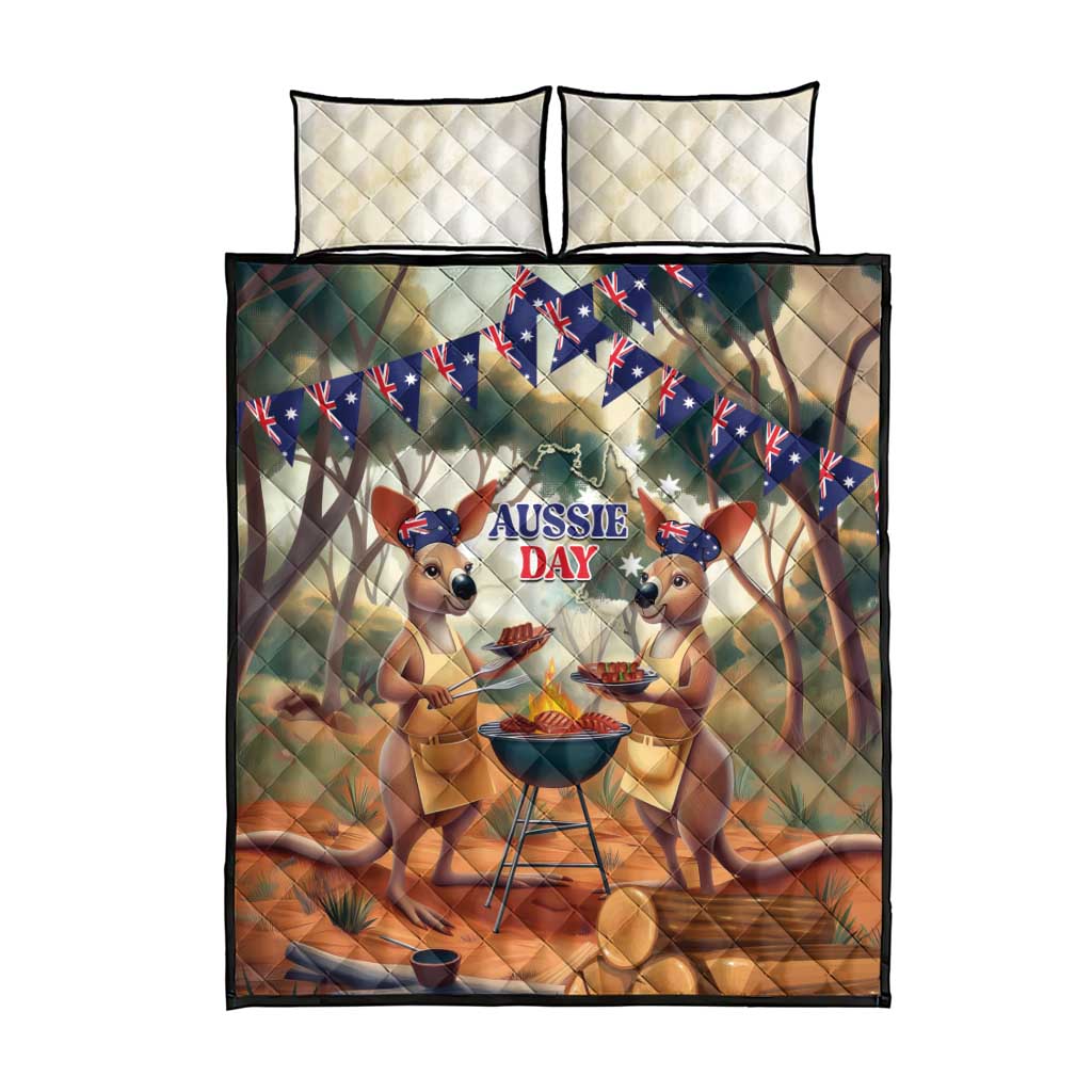 Kangaroos Australia Day Quilt Bed Set It's Barbecue Time