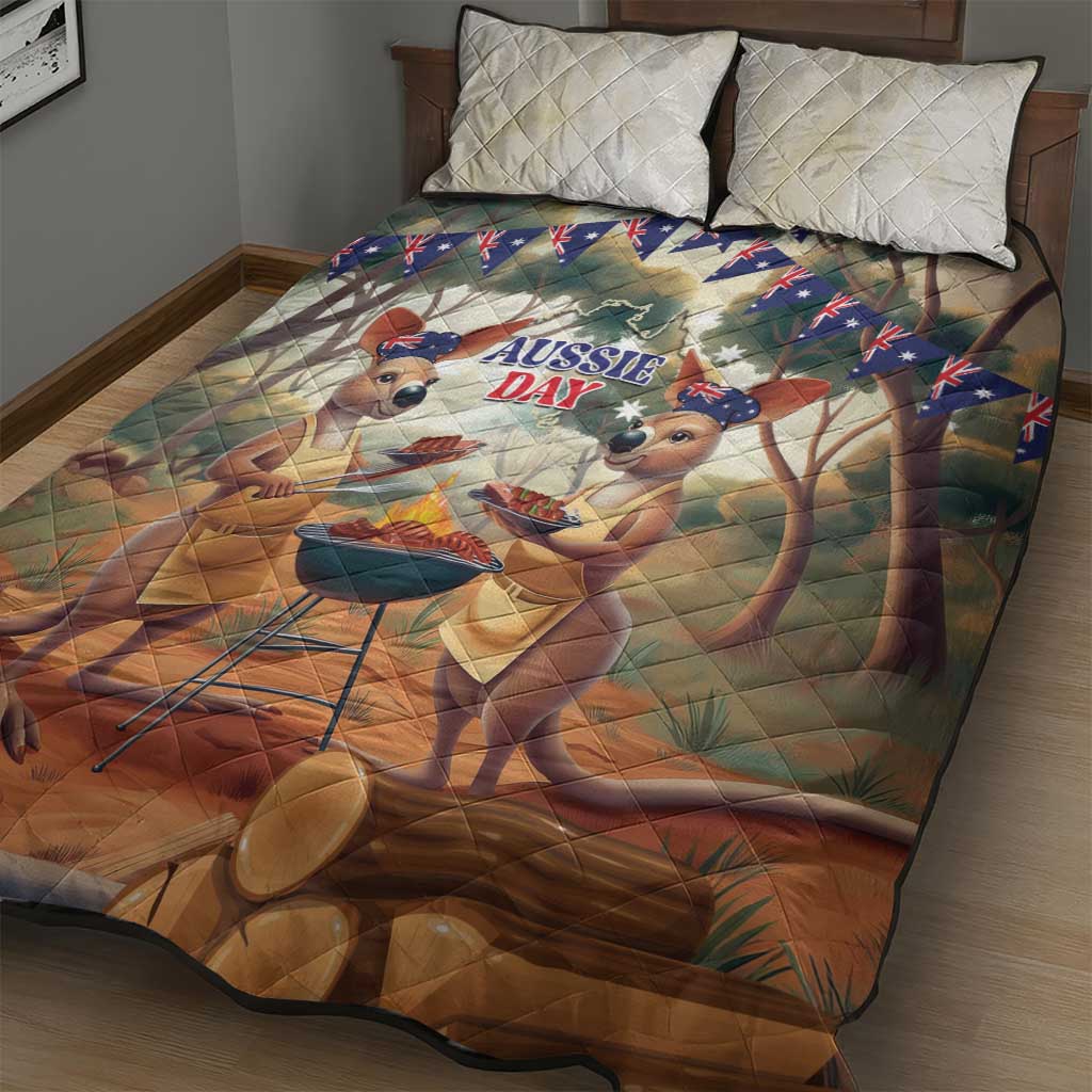 Kangaroos Australia Day Quilt Bed Set It's Barbecue Time