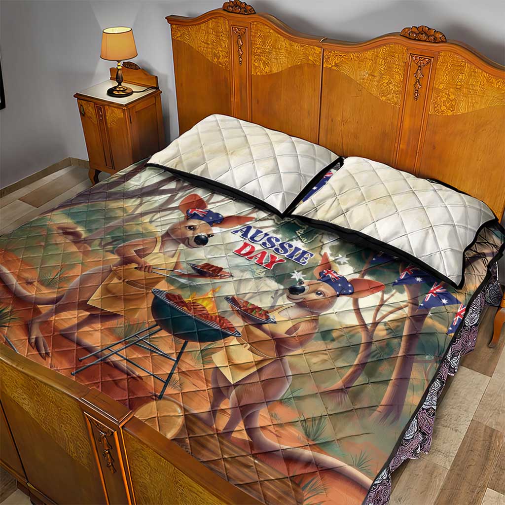 Kangaroos Australia Day Quilt Bed Set It's Barbecue Time