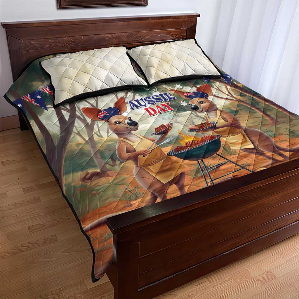 Kangaroos Australia Day Quilt Bed Set It's Barbecue Time