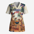 Kangaroos Australia Day Scrub Top It's Barbecue Time - Aussie Hoodie